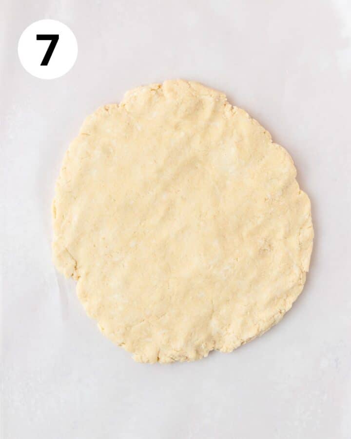biscuit dough rolled out.