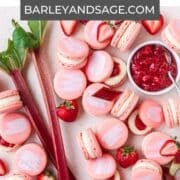 strawberry rhubarb macarons pin.