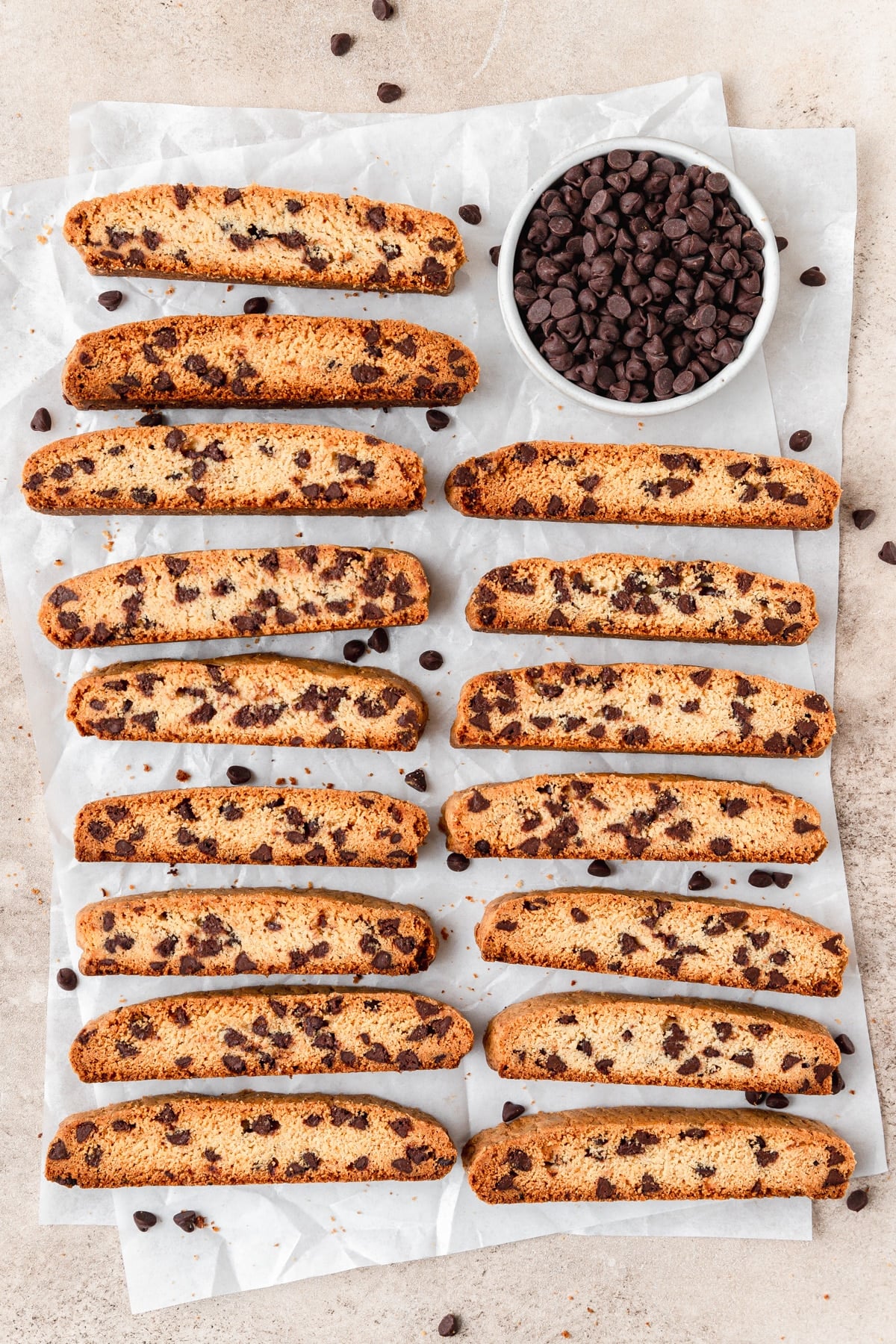 brown butter mini chocolate chip biscotti.