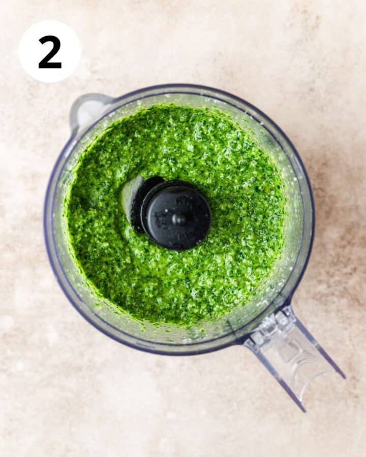 blended garlic scape pesto.