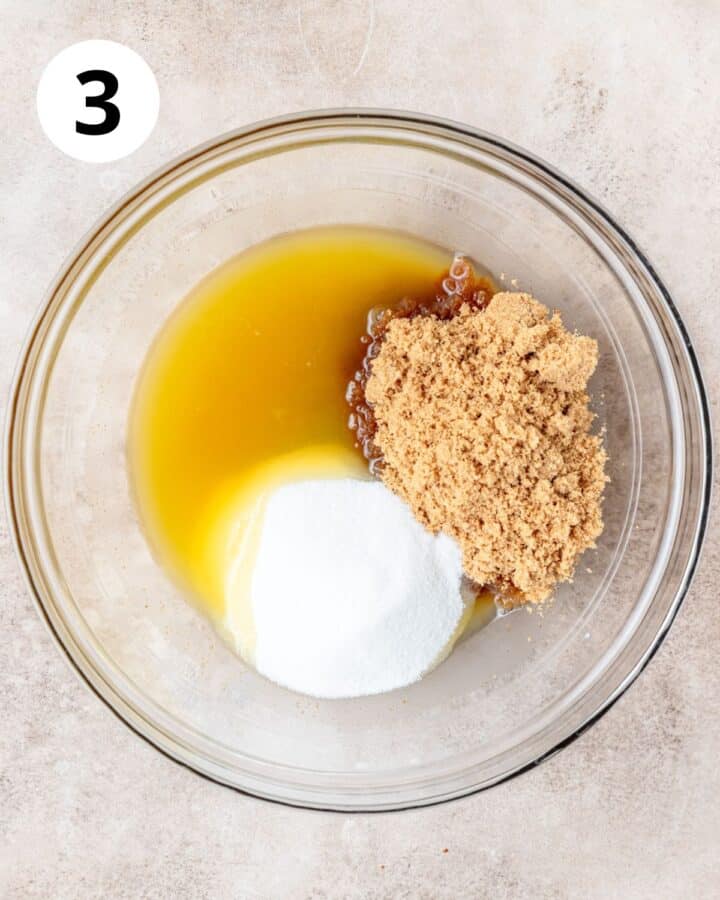 brown butter and sugar in bowl.