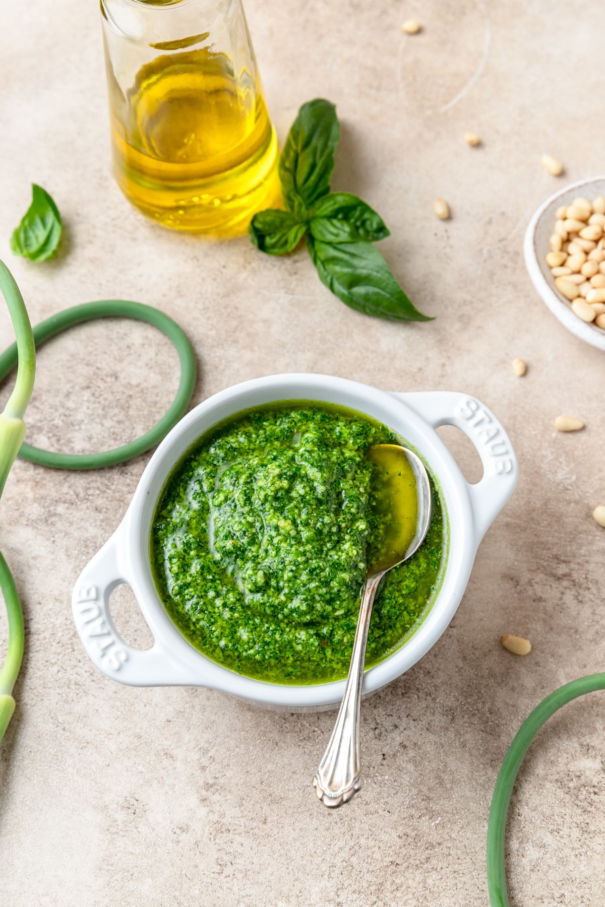 basil garlic scape pesto.