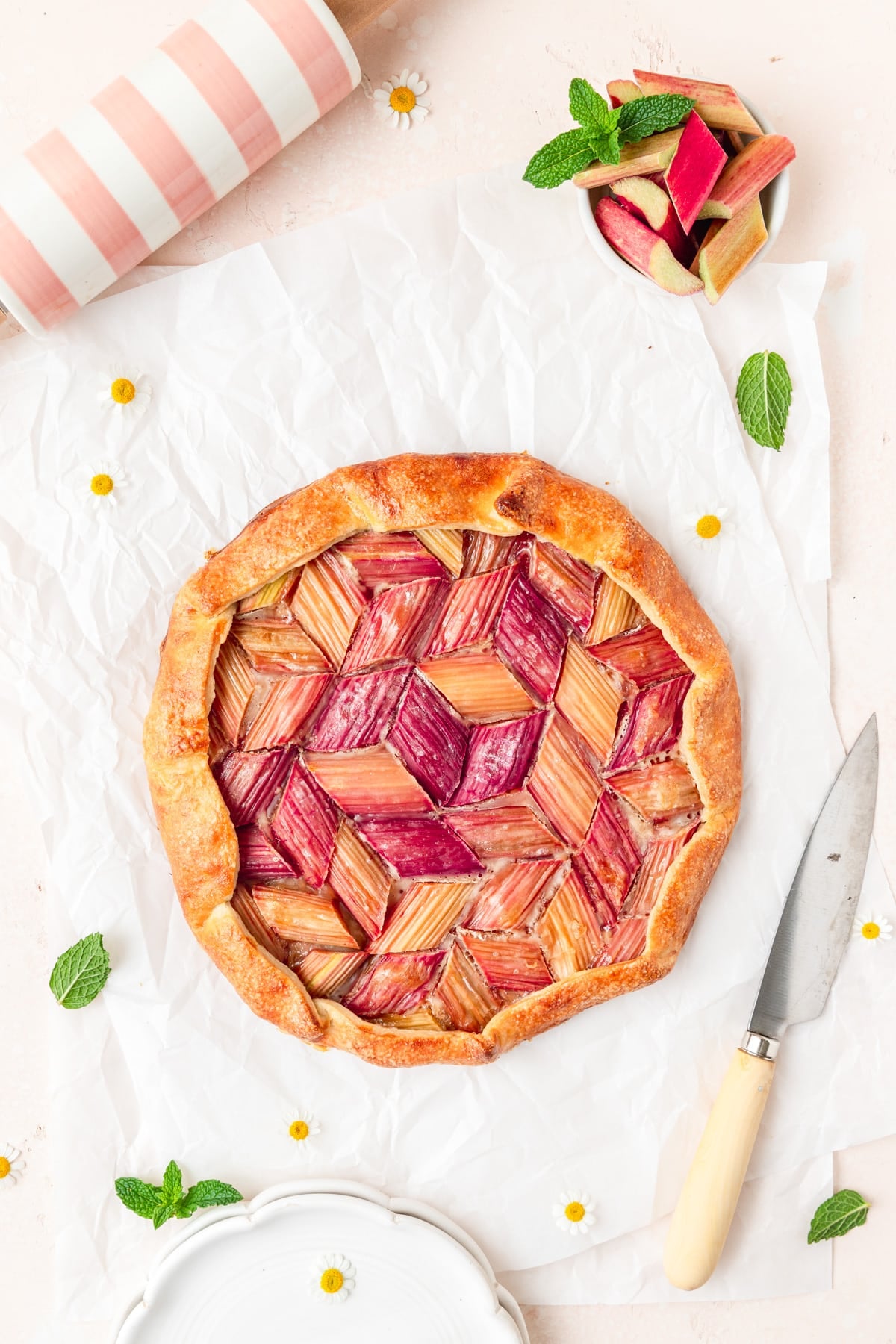 baked rhubarb tart.