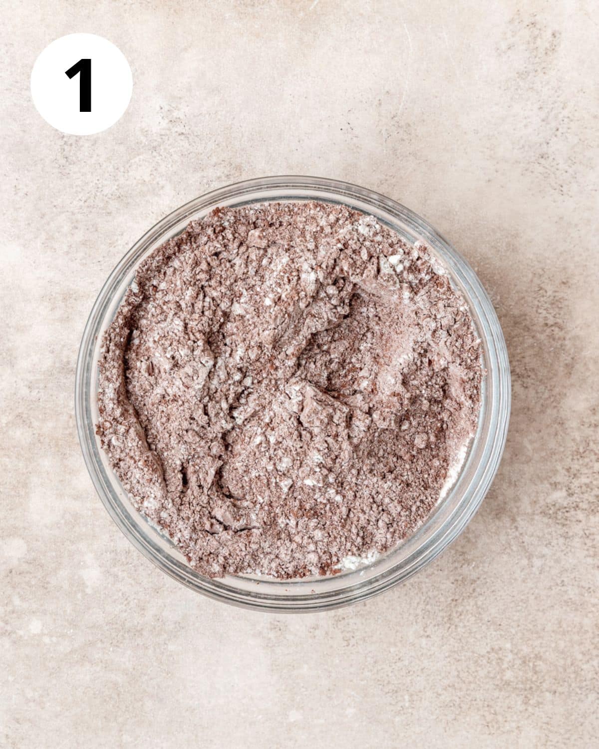 dry ingredients for cake in bowl. 