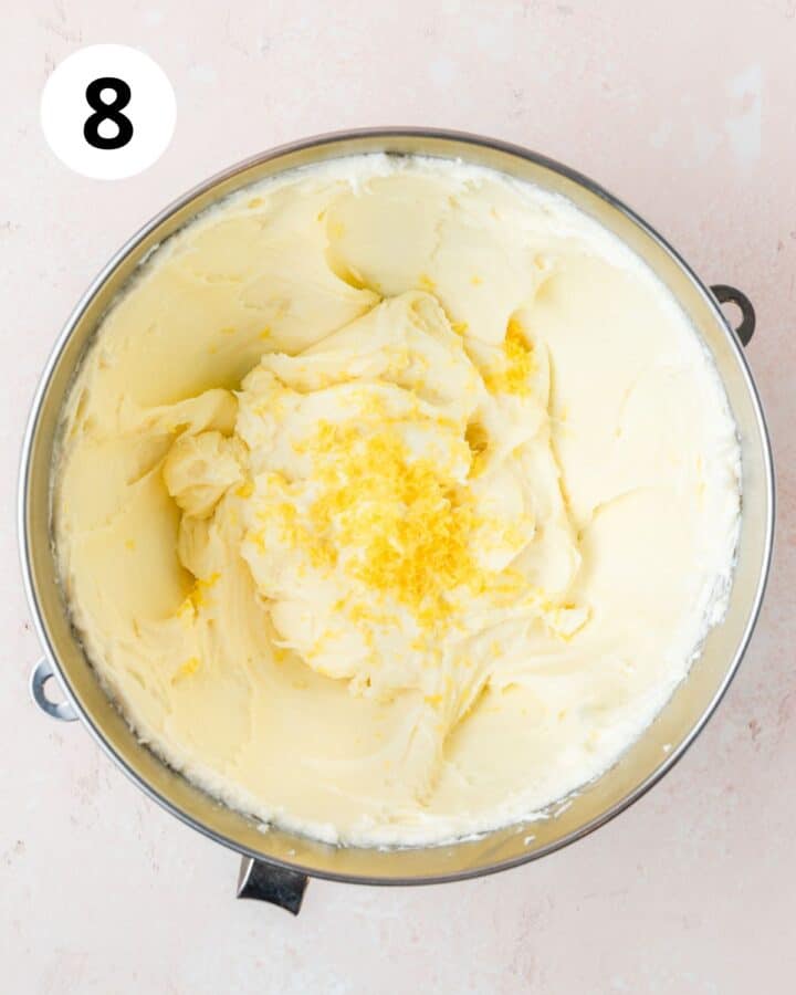 adding lemon zest to mascarpone.