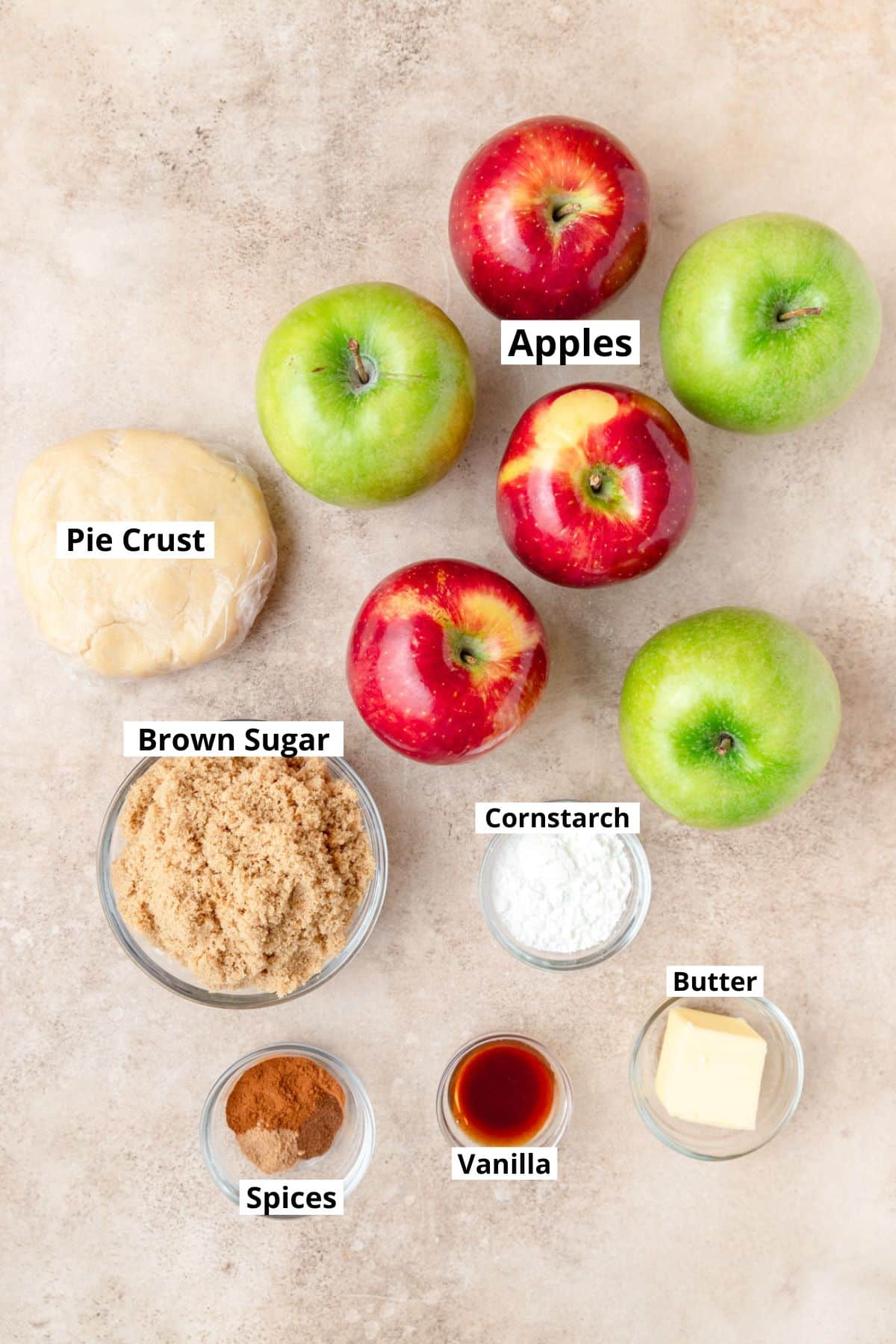 homemade apple pie ingredients.