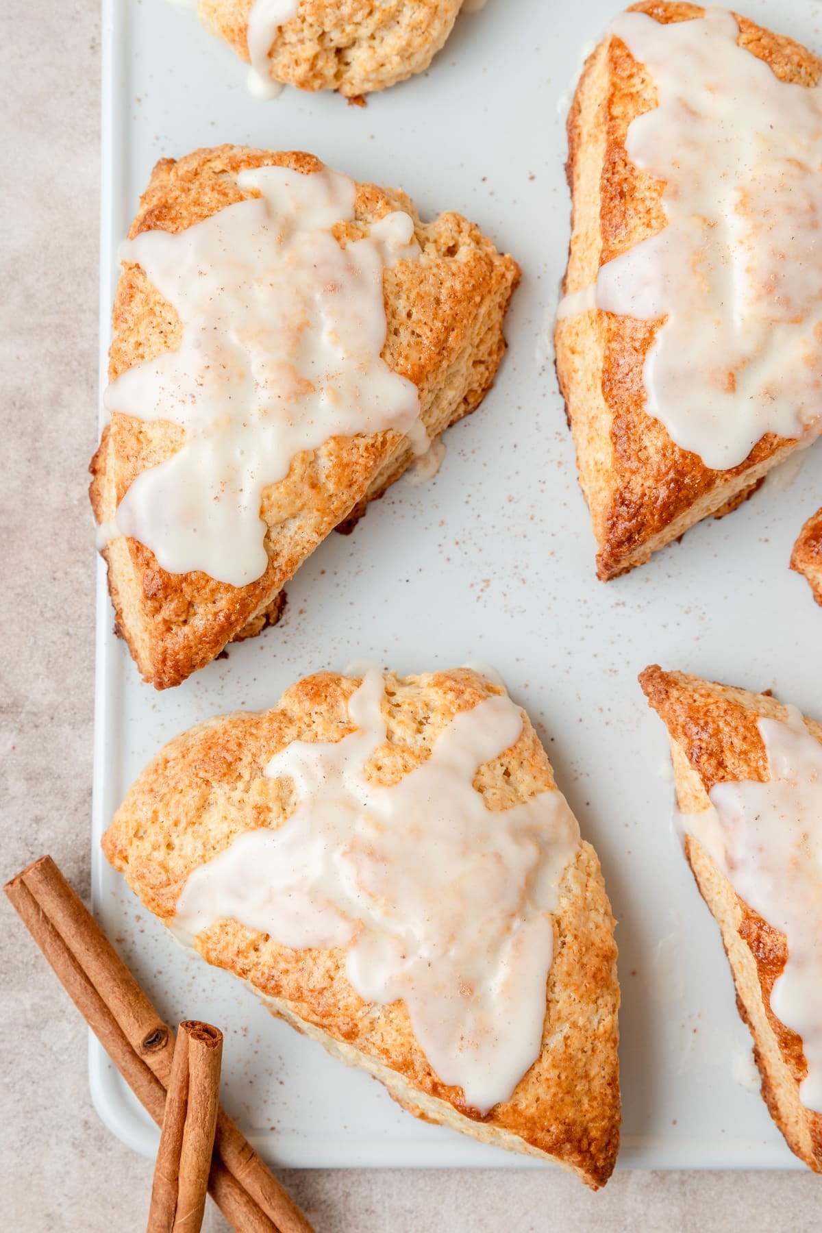 eggnog spiced scones with eggnog glaze.