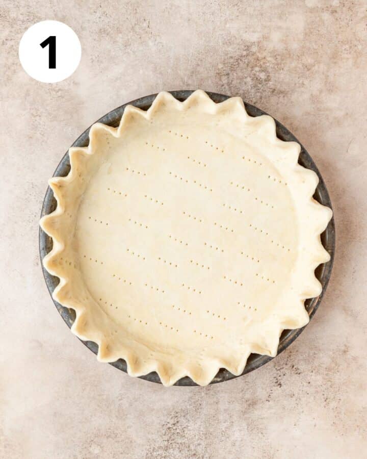 pie dough pressed into pie pan.