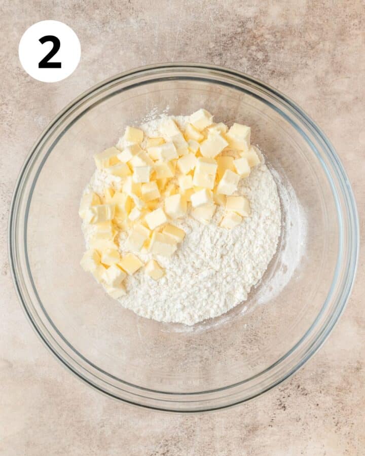 adding cold flour to butter.