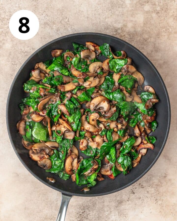 sauteed spinach and mushrooms for filling.