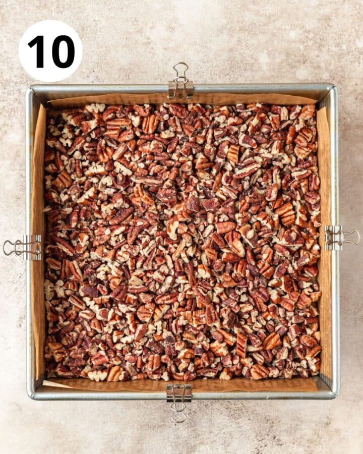 toasted pecans poured into crust.
