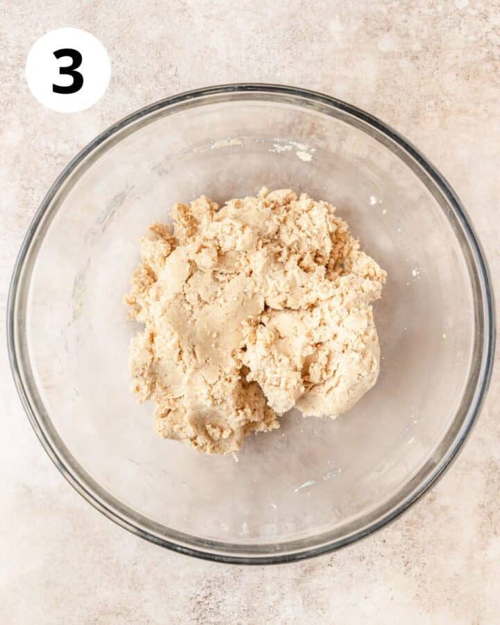 shortbread crust dough in bowl.