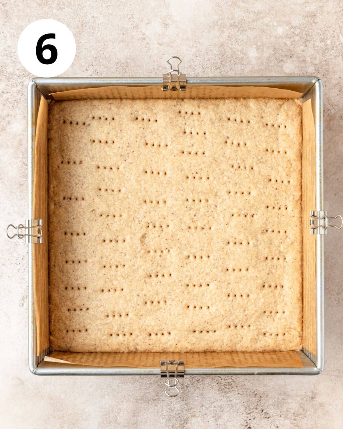 brown butter shortbread crust after baking.