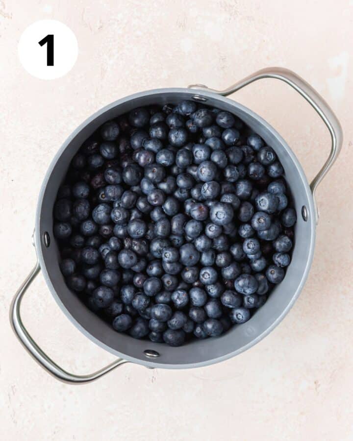 fresh blueberries in pot.