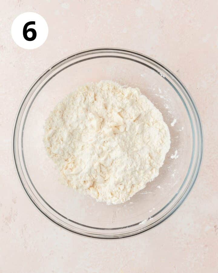 cold butter incorporated into dry ingredients. 