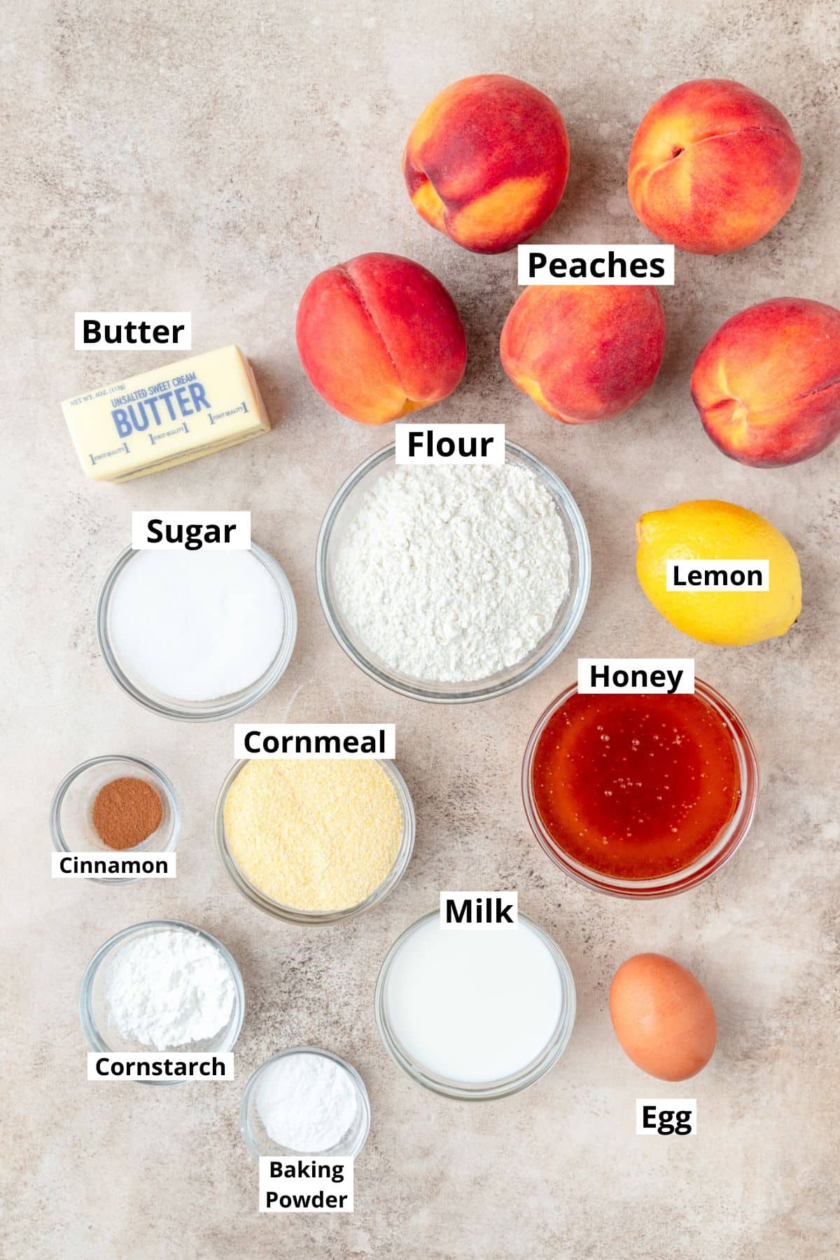 cornbread peach cobbler ingredients. 