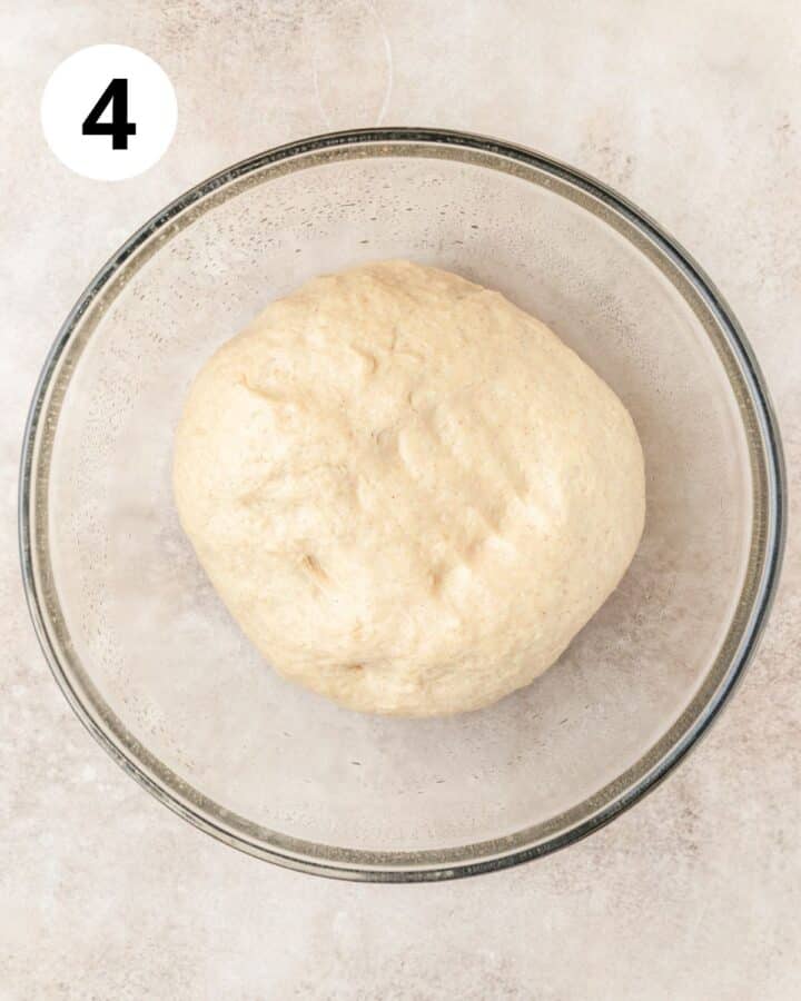 cinnamon roll dough after first rise.
